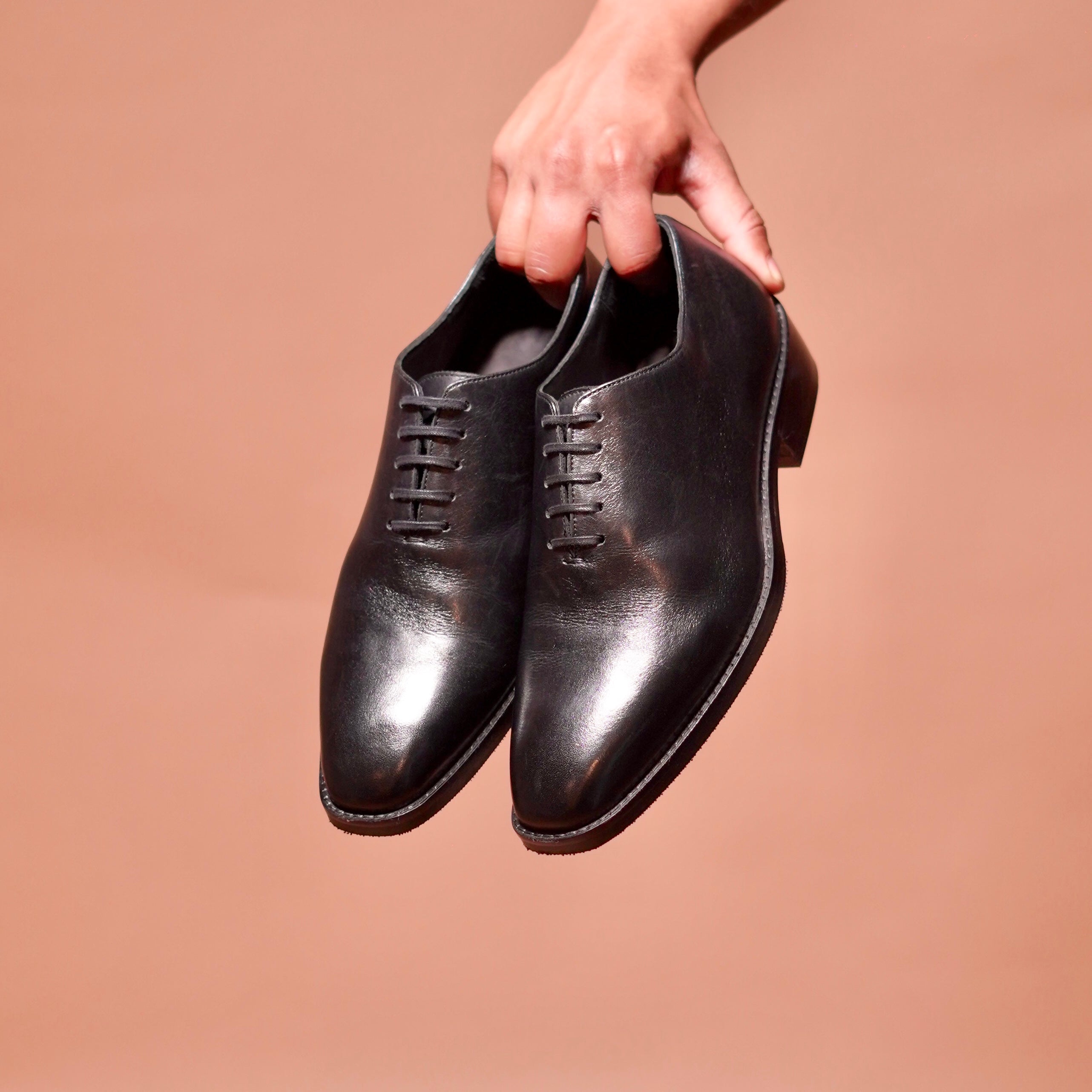 Belismo Nero | Black leather whole cut Oxfords